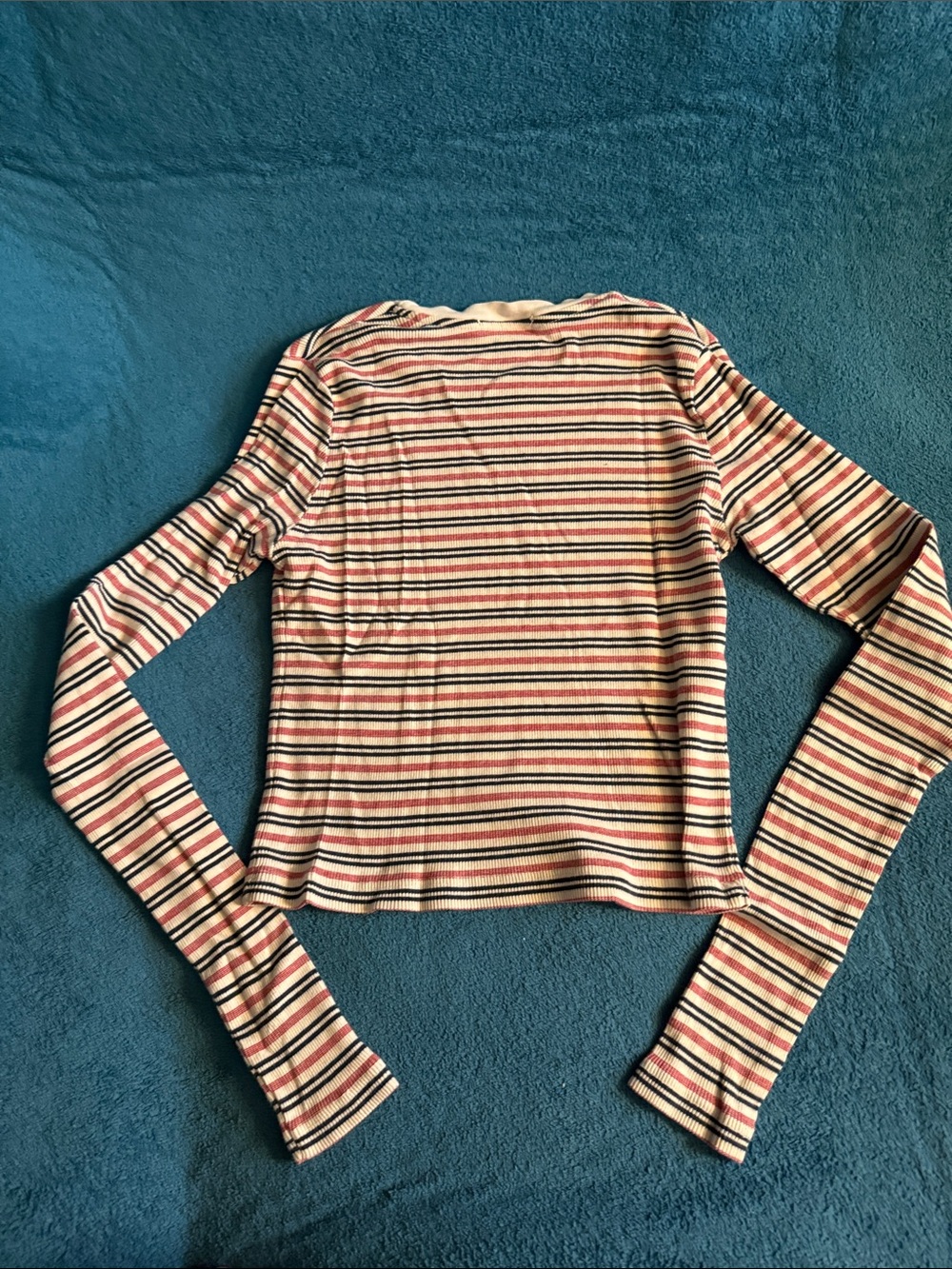 Brandy Melville Cream Top with Pink, Black & Red Stripes - Picture 6 of 7